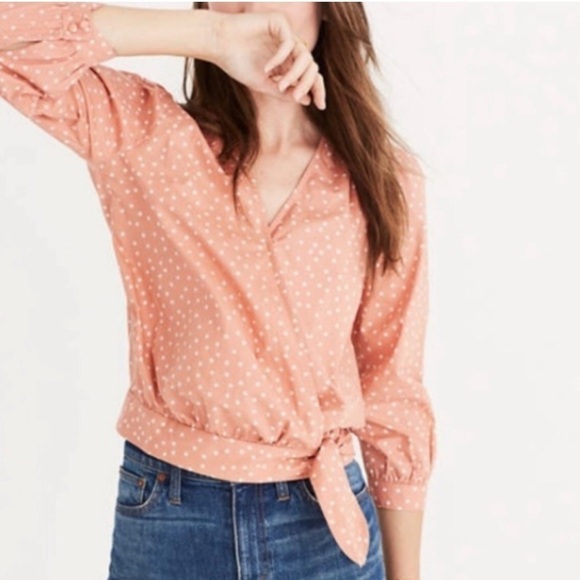 Madewell Wrap Top in Star Scatter Coral - Picture 1 of 6